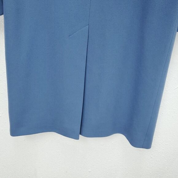 FLEURETTE  100% Wool Oversized Corn Flower Blue Notch Collar Longline Peacoat - Picture 12 of 16